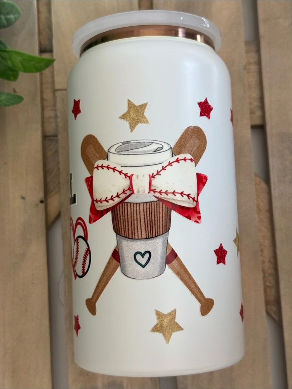 Baseball Mom Insulated White and Red Tumbler